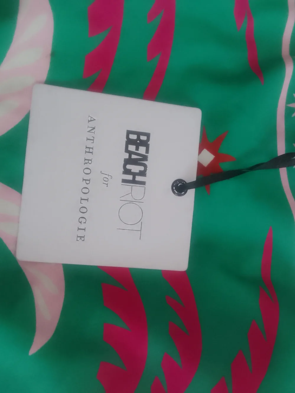 Beach Riot Green Tank with Pink and White Tropical Print Anthropologie - Picture 2 of 6